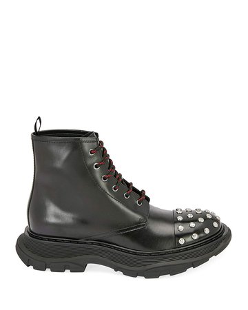 Alexander McQueen Studded Leather Combat Boots