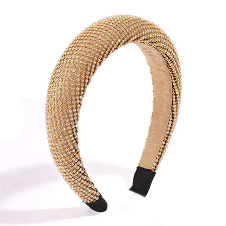 Amazon.com : Boderier Rhinestone Bejewelled Padded Headband Celebrity Ladies Hair Accessories Velvet Hair Band Headpiece(Gold) : Beauty