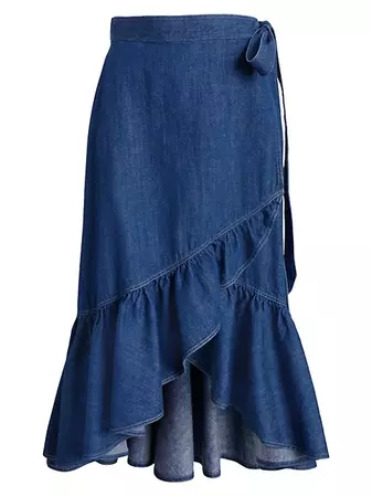 Shop Polo Ralph Lauren Ruffled Chambray Wrap Skirt | Saks Fifth Avenue