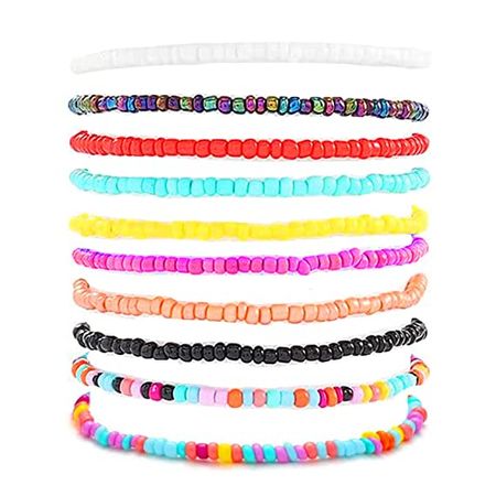 Amazon.com: VFlowee Summer Ankle Bracelets for Women,Beach Beaded Anklet,African Anklet Bracelets,Seed Beads,Colorful,Elastic,Cute Anklets for Teen Girls (10PCS) : Clothing, Shoes & Jewelry