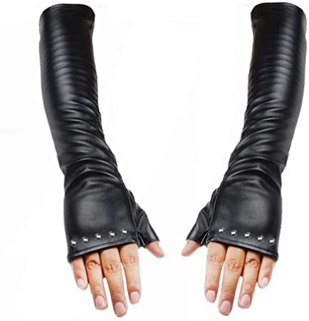 leather fingerless gloves