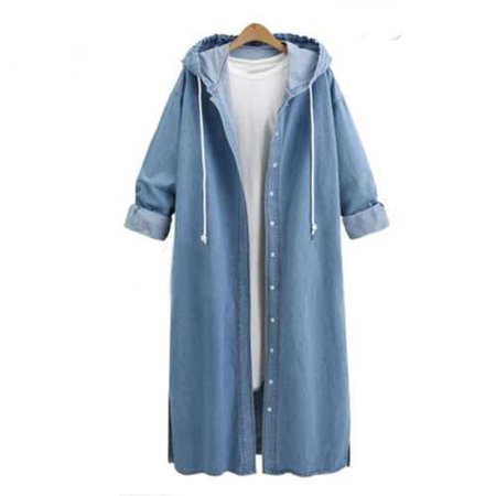L-5XL Women Hoodies Denim Blue Oversize Jacket Coat Hoody Outwear Plus Size Tops | eBay