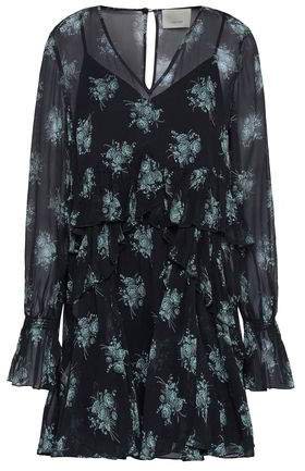Farris Ruffled Floral-print Silk-georgette Mini Dress