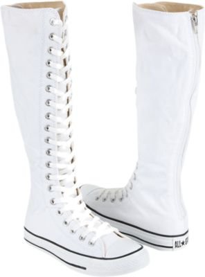 White Knee-high Converse Canvas Boots