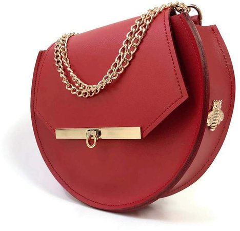 Angela Valentine Handbags - Loel Crossbody Circle Bag In Saffron Red