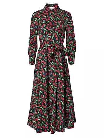 Shop Carolina Herrera Cherry Belted A-Line Shirtdress | Saks Fifth Avenue