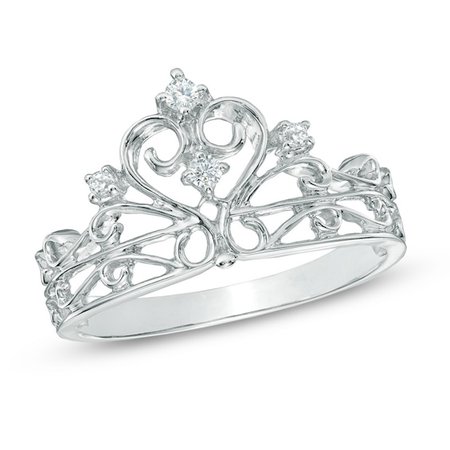 0.10 CT. T.W. Diamond Crown Ring in Sterling Silver | View All Jewellery | Peoples Jewellers
