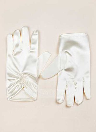 Elastic Satin Wrist Length Flower Girl Gloves (014066918) - Gloves - JJsHouse