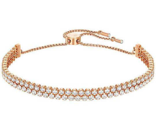 Subtle Double Bracelet, White, Rose Gold Plating - Jewelry - Swarovski Online Shop