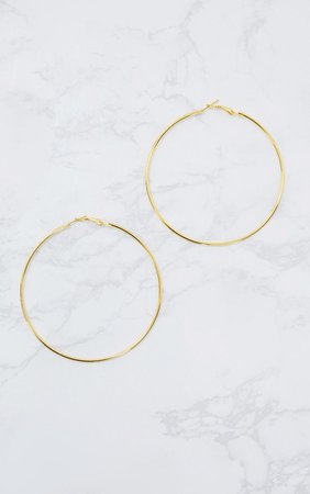 Gold 80Mm Hoop Earrings | Accessories | PrettyLittleThing USA