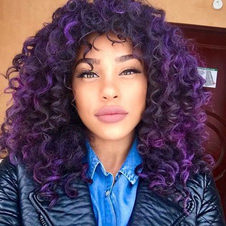Black & Purple Natural Curly Hair