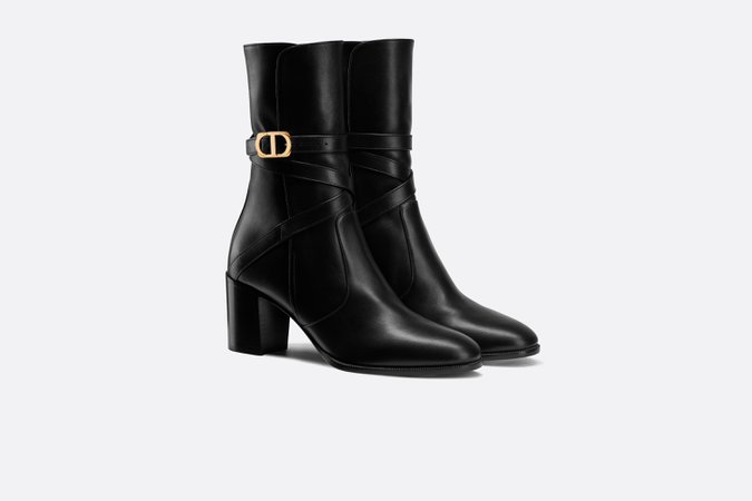 Dior Empreinte Heeled Ankle Boot Black Soft Calfskin - Shoes - Woman | DIOR