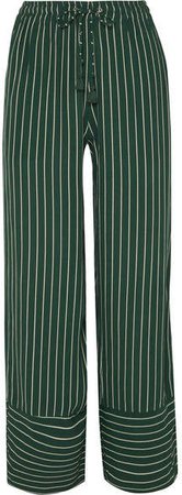 Havana Striped Crepe Pants - Emerald