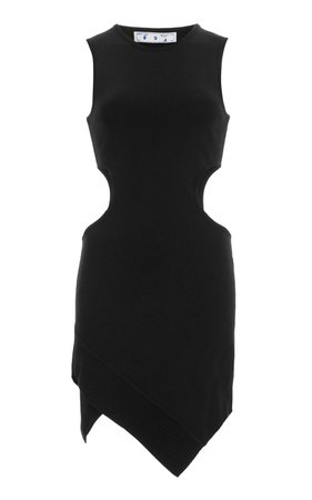 Cutout Asymmetric Printed Cotton-Jersey Mini Dress by Off-White c/o Virgil Abloh | Moda Operandi