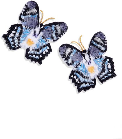 Embroidered Butterfly Stud Earrings