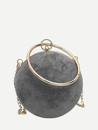 Round Shaped Chain Bag With Ring HandleFor Women-romwe