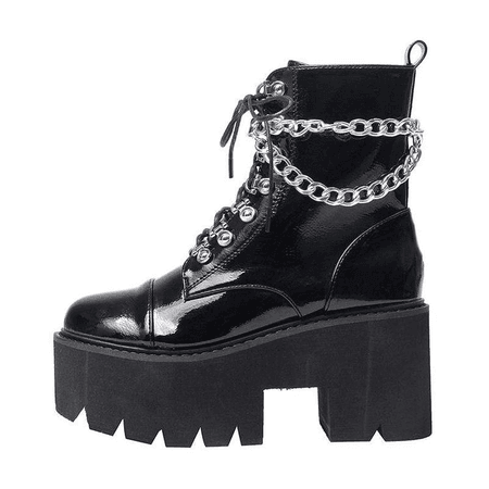 Gothic Metal Chain Platform Boots