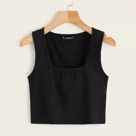 Square Neck Ribbed Crop Tank Top | SHEIN USA