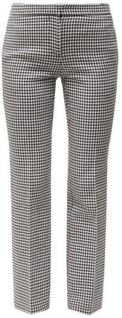 Mid Rise Tailored Houndstooth Wool Trousers - Womens - Black White