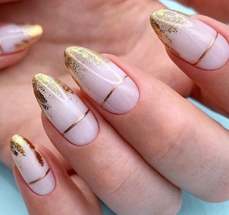 Nude/Gold Glitter Nails