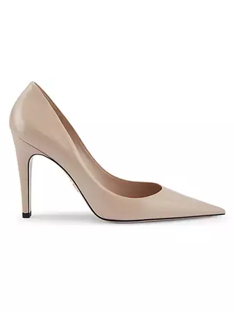 Shop Prada 100MM Leather Pointed-Toe Pumps | Saks Fifth Avenue