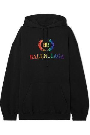 Balenciaga | Laurier oversized embroidered cotton-jersey hoodie | NET-A-PORTER.COM
