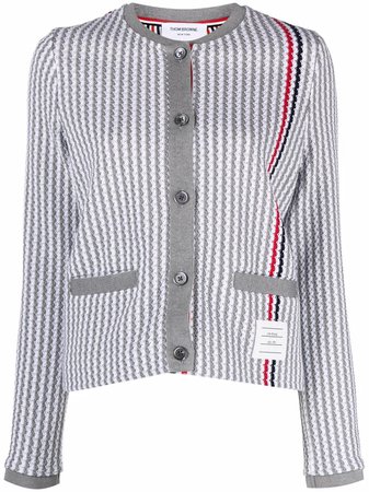Thom Browne RWB Stripe Knitted Cotton Cardigan - Farfetch