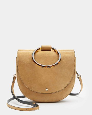 Large Whitney Bag With Resin Hoop in Suede