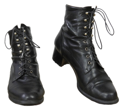 Vintage Black Lace Up Boots