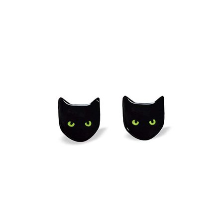 Amazon.com: Black Cat Earrings - Cat Stud Earrings - Black Cat Stud Earrings - Hypoallergenic Surgical Steel Earrings - Green Eye Cat Earrings - Cat Earrings - Handmade Jewelry - Nickel Free Jewelry: Handmade