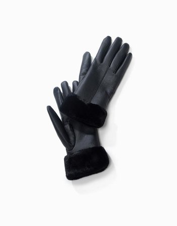 Faux Leather Fur Trimmed Gloves - Rochelle's Boutique