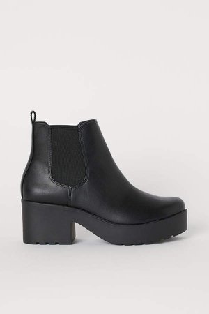Platform Ankle Boots - Black