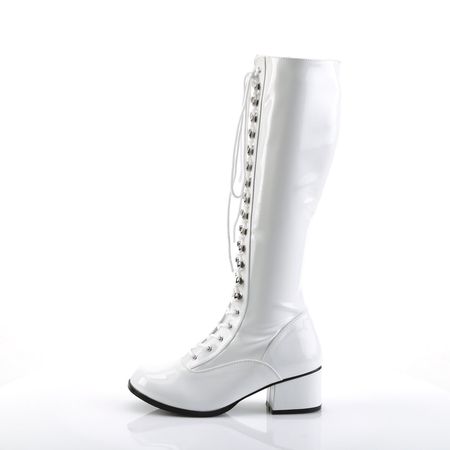 RETRO-302 Pleasers Funtasma 2 Inch Heel White Patent Women's Boots – Pole Dancing Shoes - KLS Supplies Ltd