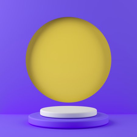 Premium Photo | Abstract geometry shape white color and purple color podium on yellow color background for product. minimal concept. 3d rendering