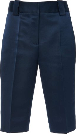 Pleated Silk-Satin Bermuda Shorts