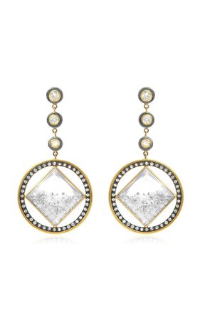 18k Gold, Blackened Silver, Diamond And Sapphire Earrings By Moritz Glik | Moda Operandi