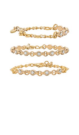 Ettika Rhinestone Chain Bracelet Set in Gold | REVOLVE