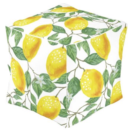 lemon print pouf