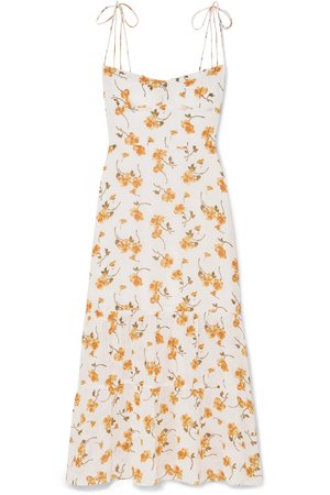 Ecru Emmie floral-print georgette midi dress | Reformation | NET-A-PORTER