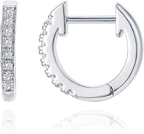 Amazon.com: PAVOI 14K White Gold Plated Post Cubic Zirconia Cuff Earring Huggie Stud: Jewelry