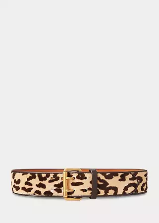 Leopard-Print Haircalf Double-Prong Belt | Ralph Lauren