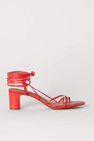 Leather Sandals - Red