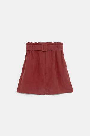 BELTED SHORTS - NEW IN-WOMAN | ZARA United States burgundy