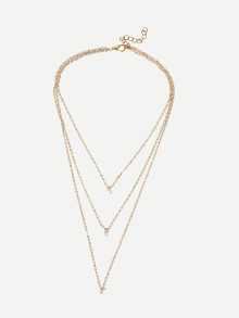 Bar & Heart Detail Layered Chain NecklaceFor Women-romwe