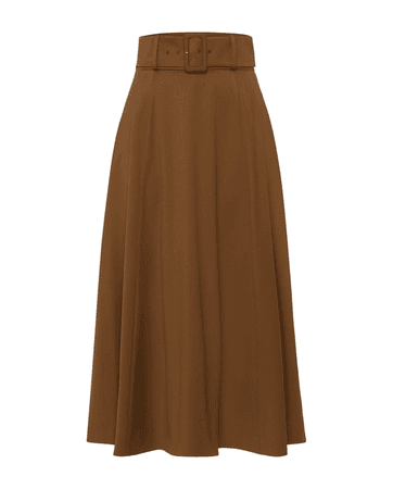 brown belted skirt