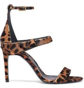 Leopard-print Calf Hair Sandals
