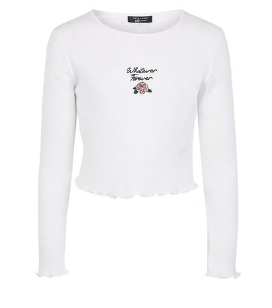Girls White Whatever Forever Rose Slogan T-shirt | New Look