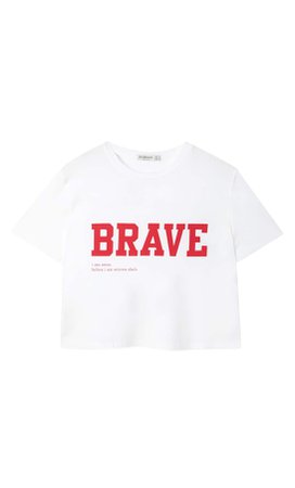 Cropped T-shirt with print - Women's Just in | Stradivarius United States