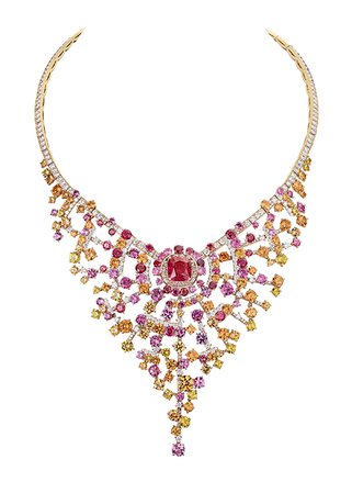 Chanel - Blushing Sillage necklace in pink gold, diamonds, rubies, spinels, garnets and yellow sapphires.