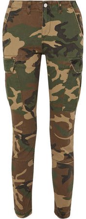 Stack Camouflage-print Stretch-cotton Skinny Pants - Army green